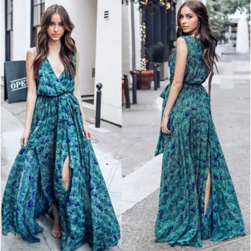 La’Ros Green and Blue Maxi Dress size Medium